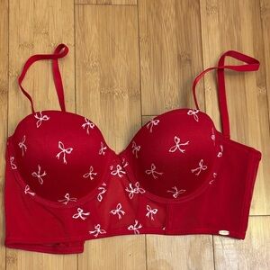 Jessica Simpson Red Bow-Embroidered Bra